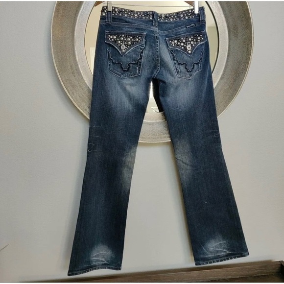 Miss Me Sz 28 Studded Boot Cut Denim Blue Jeans Womens RARE - Picture 4 of 15